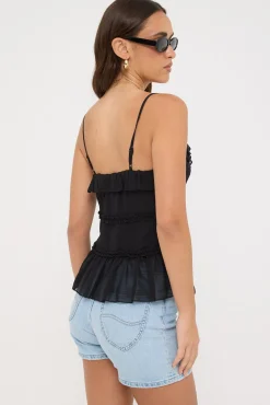 Amalie Ruffle Cami Top Black