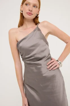 Amara Twist Shoulder Maxi Dress Charcoal