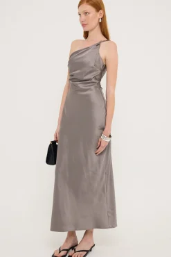 Amara Twist Shoulder Maxi Dress Charcoal