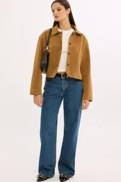 Amelie PU Suede Crop Jacket Tan