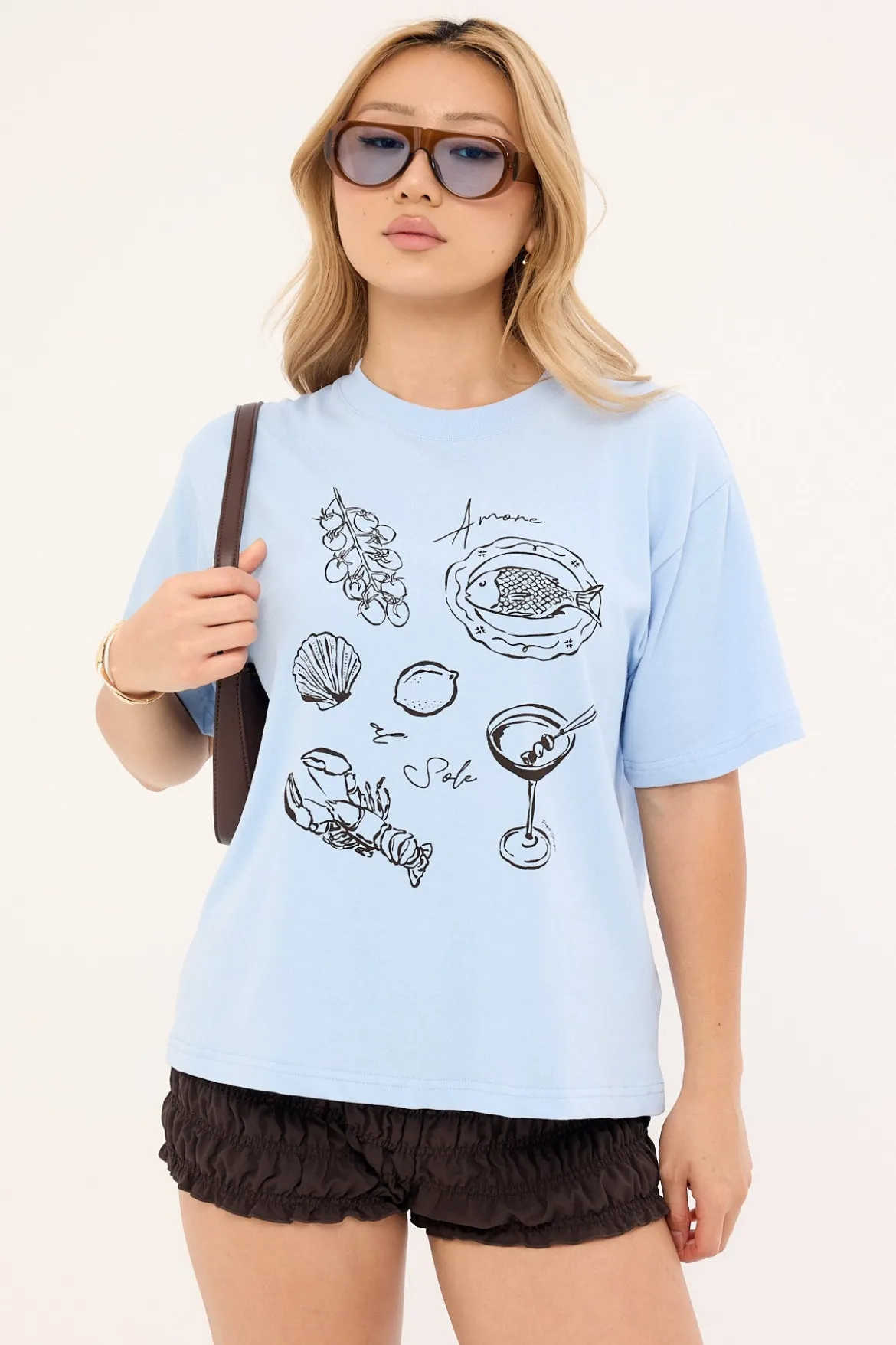 Amore Al Sole Oversized Graphic Tee Blue