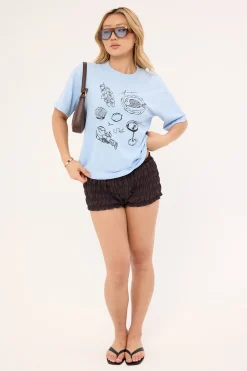 Amore Al Sole Oversized Graphic Tee Blue
