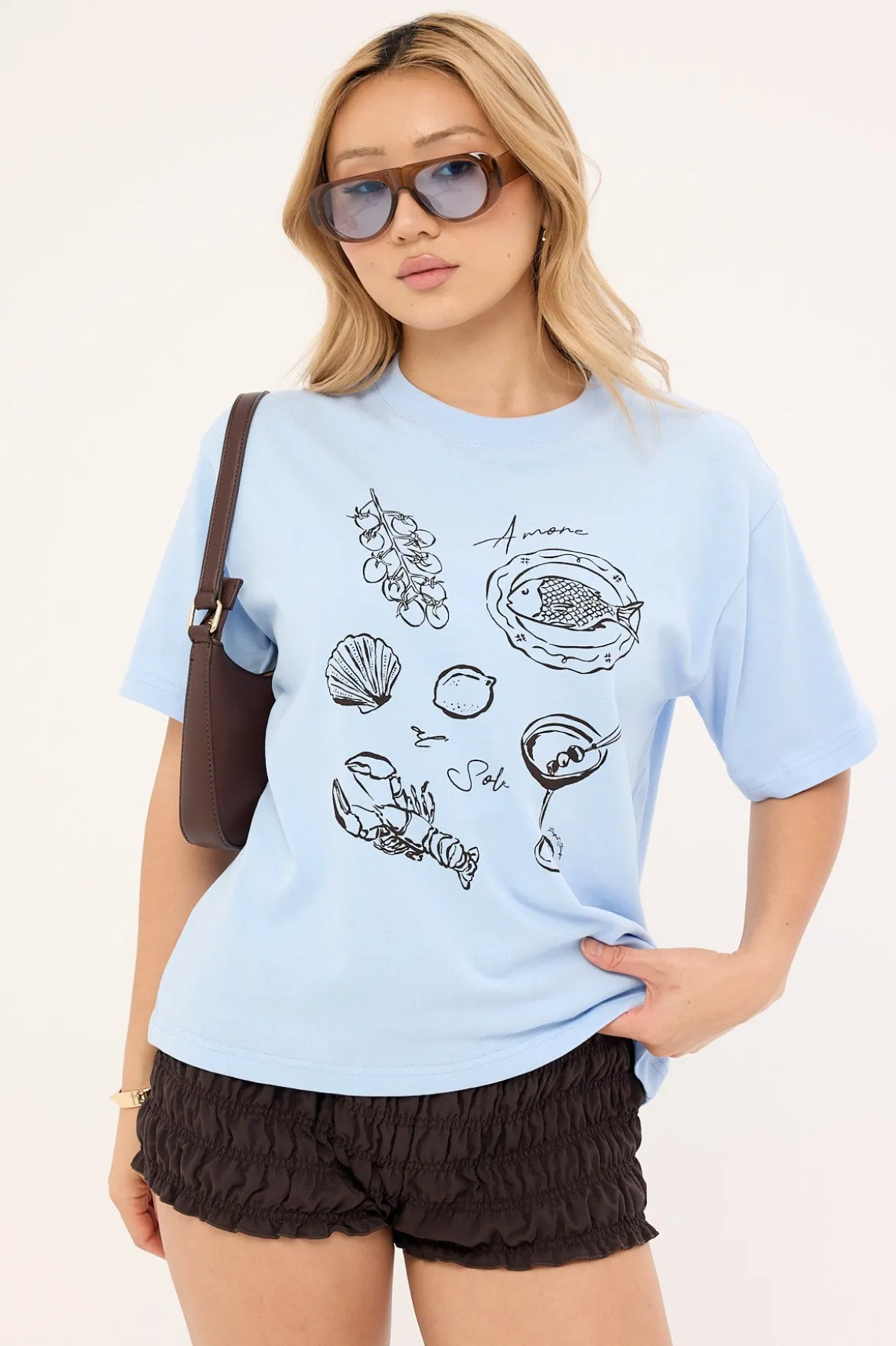 Amore Al Sole Oversized Graphic Tee Blue
