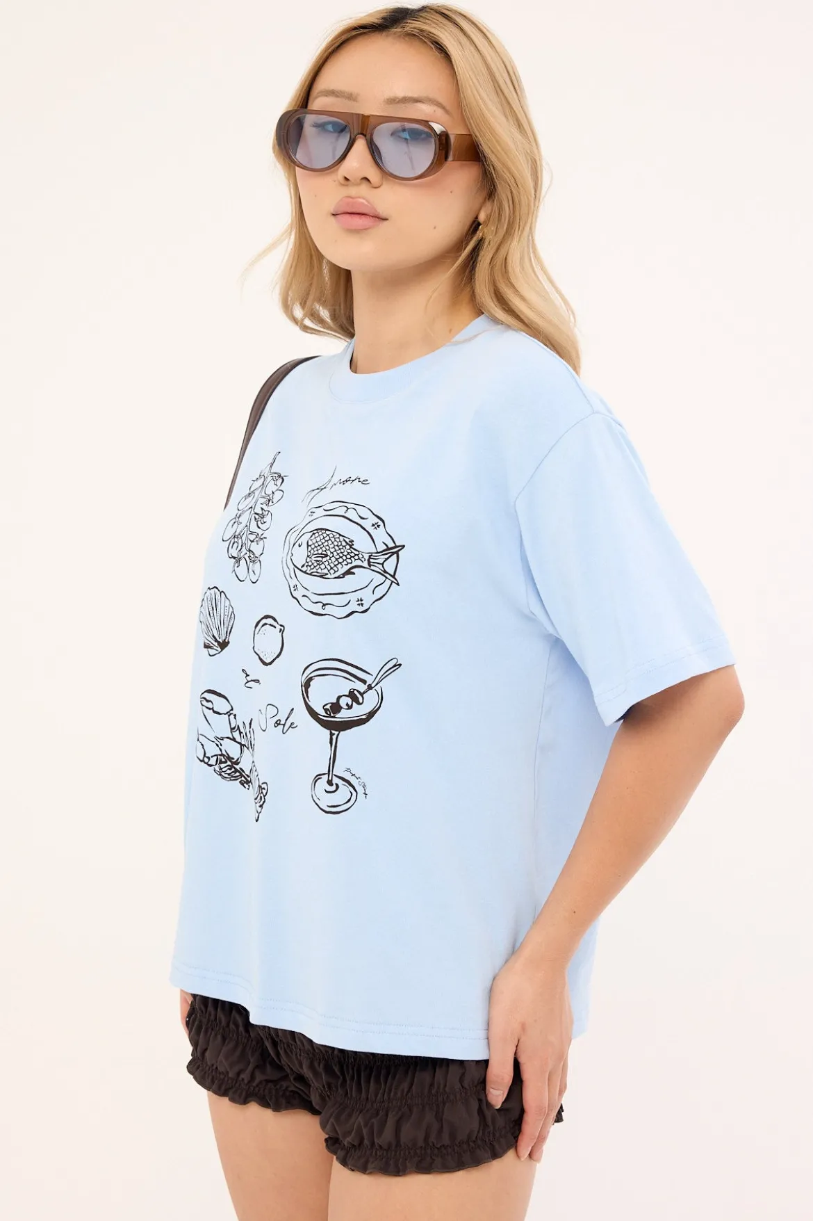 Amore Al Sole Oversized Graphic Tee Blue