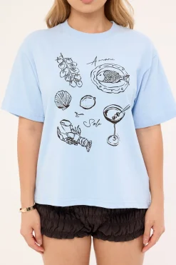 Amore Al Sole Oversized Graphic Tee Blue