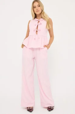 Amos Stripe Straight Leg Pant Pink Stripe