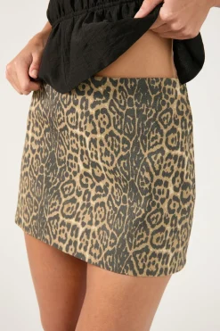 Amur Mid Rise Leopard Mini Skirt Leopard