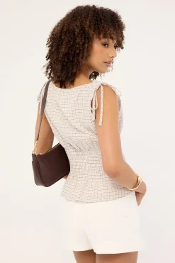Andie Ruched Tie Top Brown