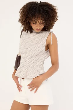 Andie Ruched Tie Top Brown