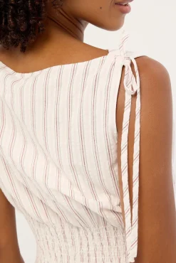 Andie Ruched Tie Top Pink Stripe