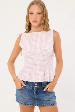 Andie Ruched Tie Top Pink