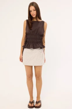 Andie Wrap Skort Brown Check