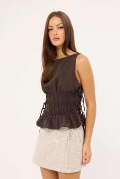 Andie Wrap Skort Brown Check
