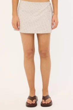 Andie Wrap Skort Brown Check