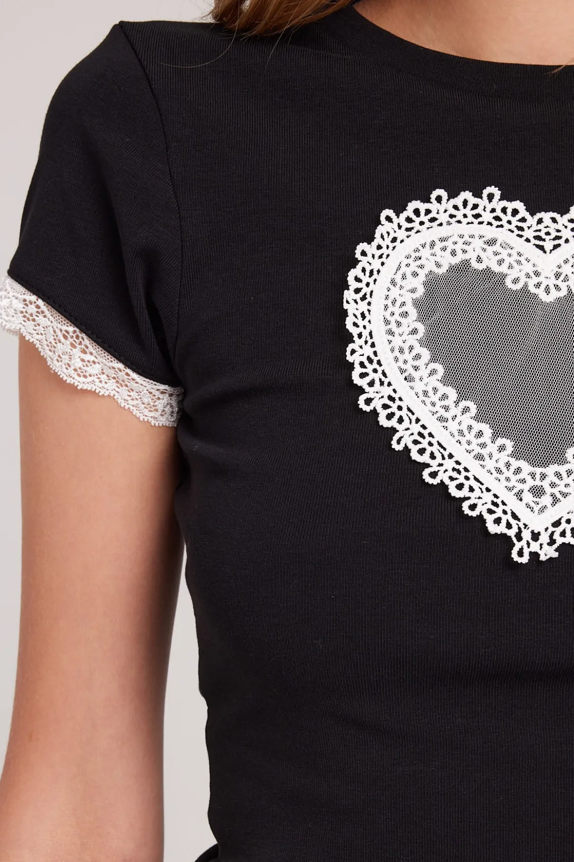 Angel Heart Longline Baby Tee Black