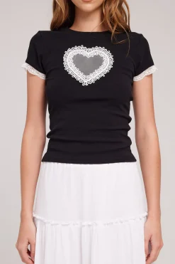 Angel Heart Longline Baby Tee Black
