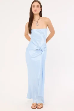 Angie Tie Front Maxi Dress Baby Blue