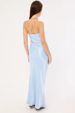 Angie Tie Front Maxi Dress Baby Blue