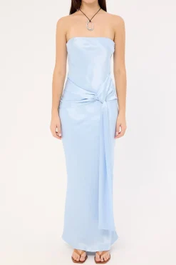 Angie Tie Front Maxi Dress Baby Blue