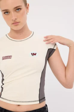 Anytime Panelled Cap Sleeve Tee Zine/Worn Black