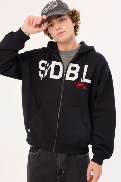 Applique Zip Thru Hood Black