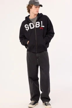 Applique Zip Thru Hood Black