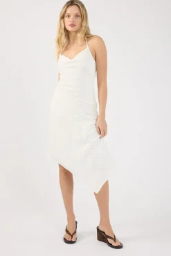 Arabella Asym Midi Dress Cream
