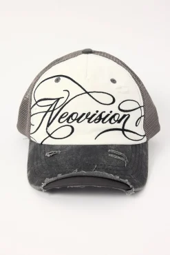 Arcane Distressed Trucker Cap Washed Black/White
