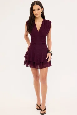 Ardena Frill Mini Dress Plum