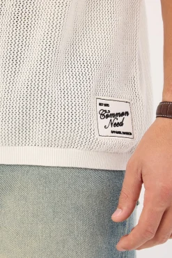 Arena Knit V-Neck Knit Jersey Off White