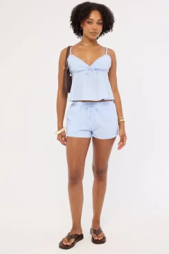 Ari Stripe Elasticated Mid Rise Short Blue Stripe
