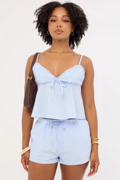 Ari Stripe Elasticated Mid Rise Short Blue Stripe