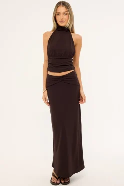 Aria Halter Top Brown