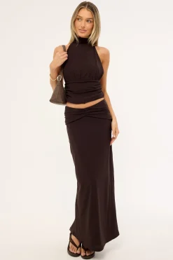 Aria Maxi Skirt Brown