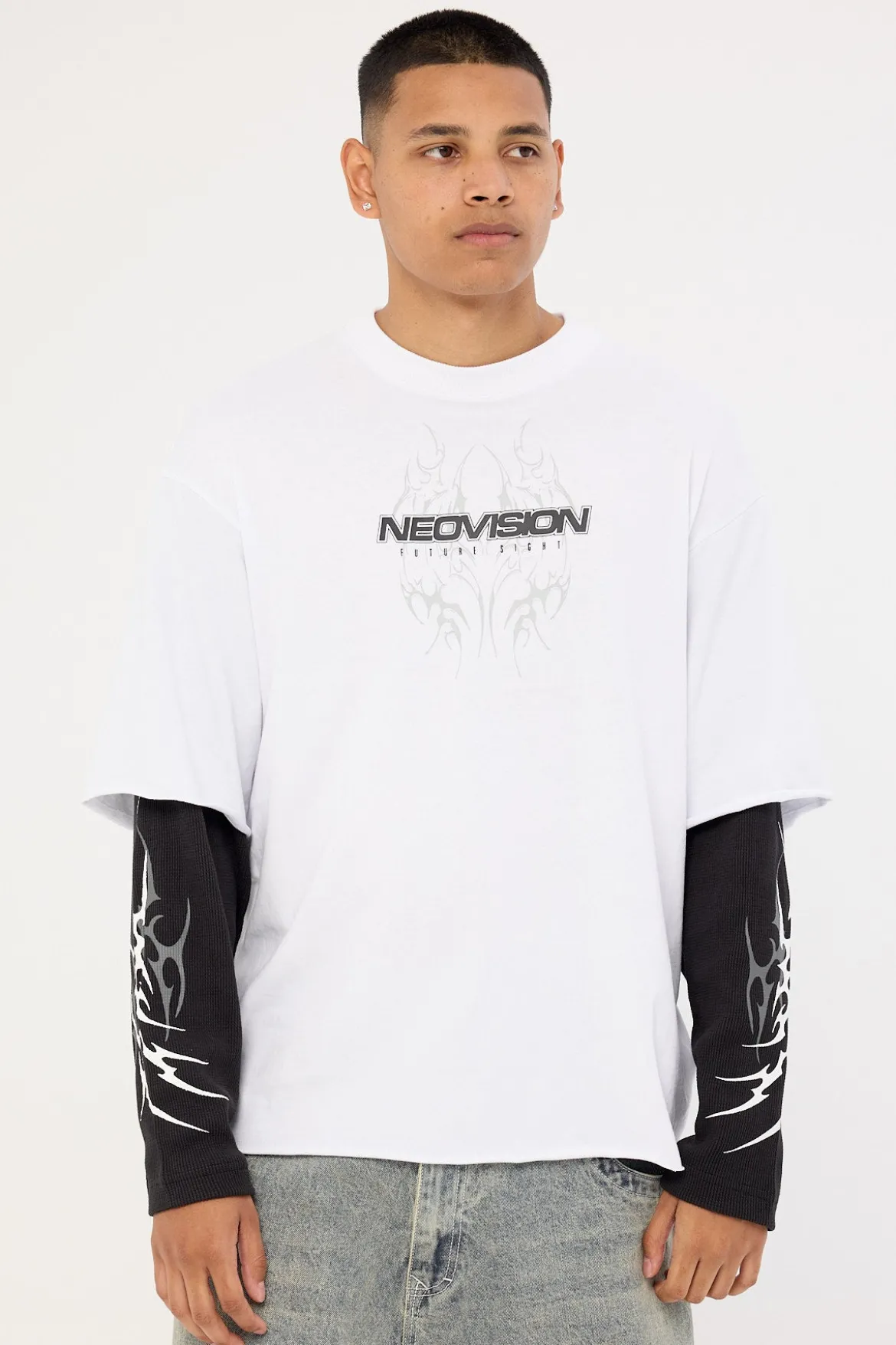 Arkos Layered Long Sleeve Tee White