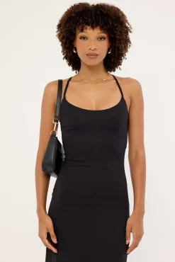 Arli Lace Up Back Maxi Dress Black