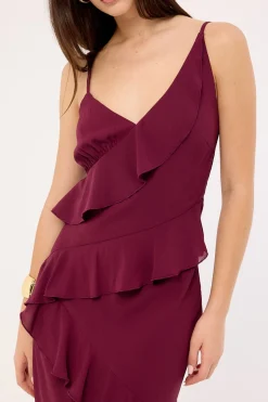 Armina Frill Maxi Dress Plum