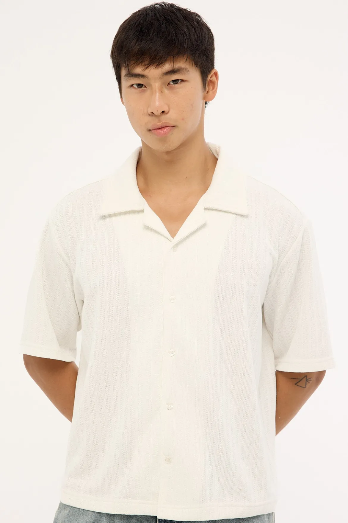 Artie Boxy Cropped Resort Shirt White