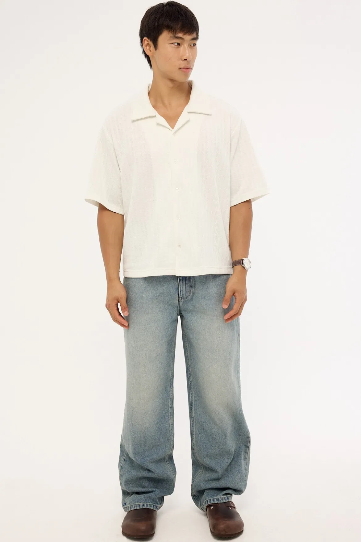 Artie Boxy Cropped Resort Shirt White
