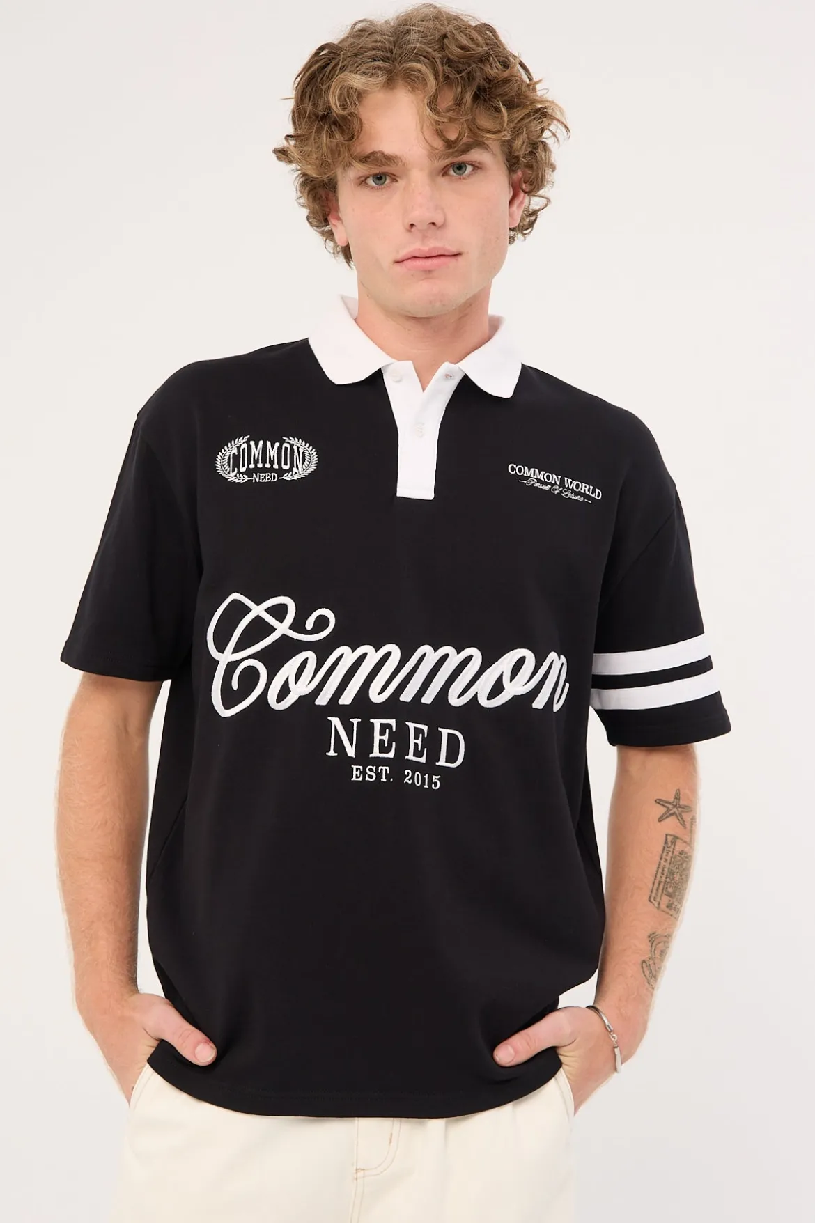 Ascend Short Sleeve Rugby Polo Black