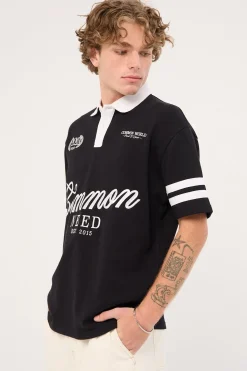 Ascend Short Sleeve Rugby Polo Black