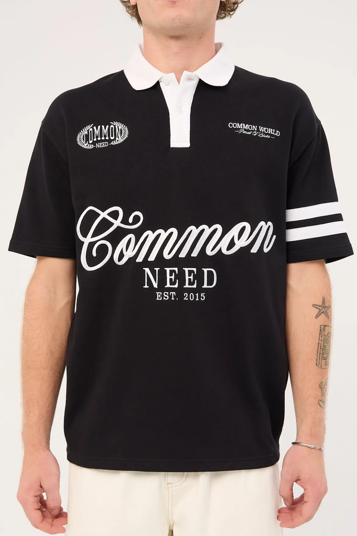 Ascend Short Sleeve Rugby Polo Black