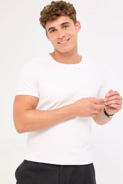 Ascot Tight Ribbed Cotton Tee White