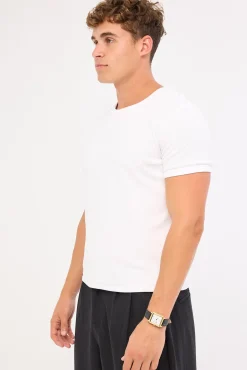 Ascot Tight Ribbed Cotton Tee White
