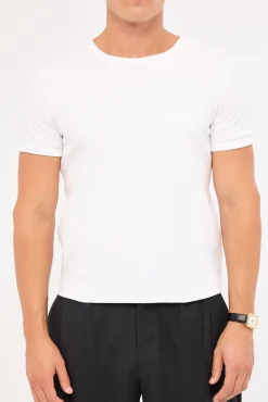 Ascot Tight Ribbed Cotton Tee White