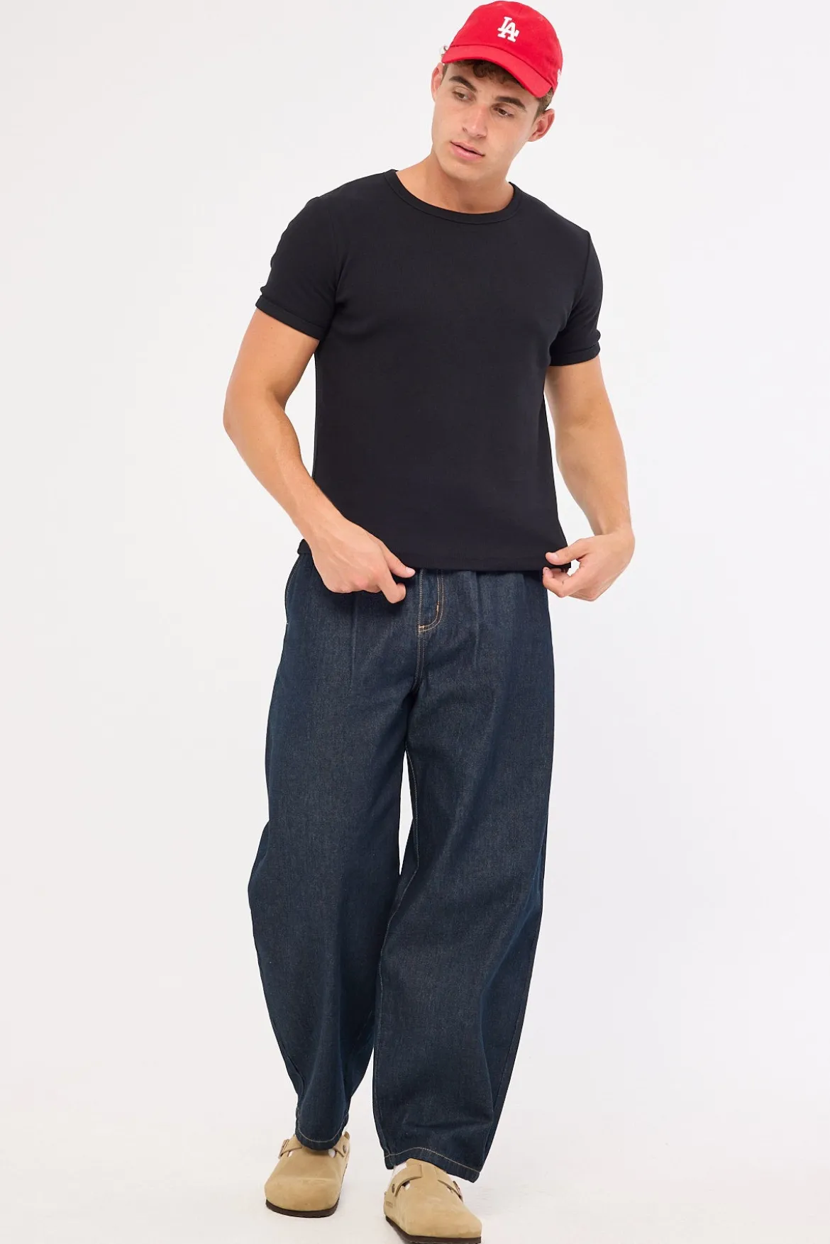 Ascot Tight Ribbed Cotton Tee Black