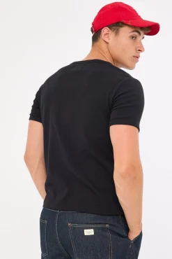 Ascot Tight Ribbed Cotton Tee Black