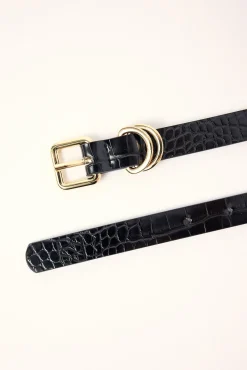 Ash Croc Thin Belt Black