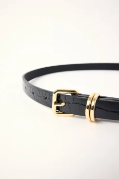 Ash Croc Thin Belt Black