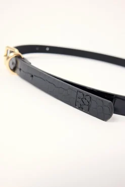 Ash Croc Thin Belt Black